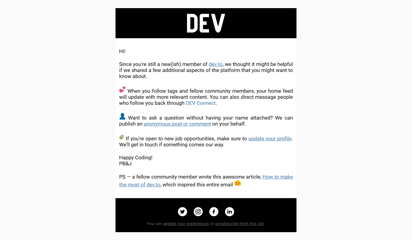 Dev.To Community email Imitation